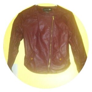 Forever 21 Women's Deep Red Leather Jacket